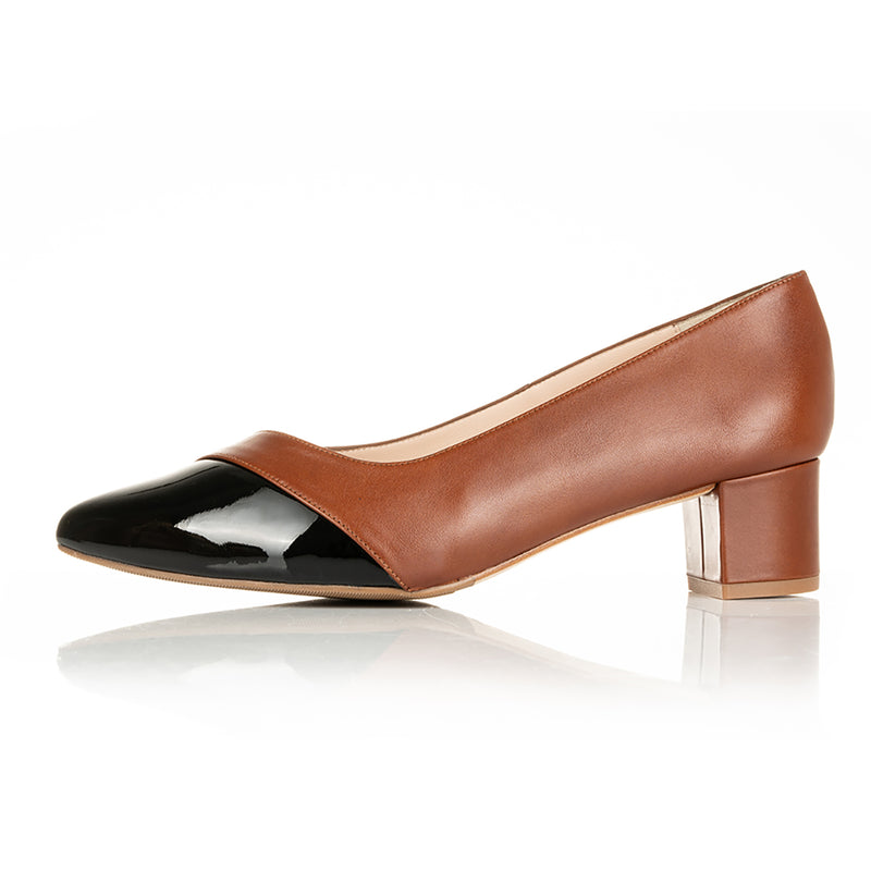 Tula Wide Width Pump - Tan & Black Leather