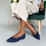 Vivienne Wide Width Ballet Flats - Navy Suede