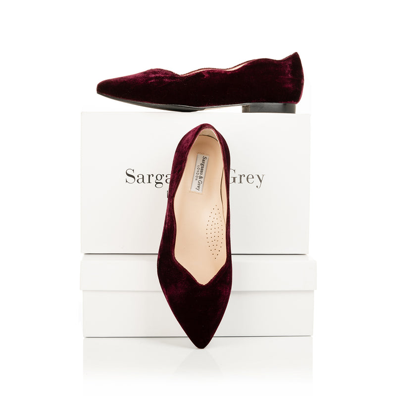 Vivienne Wide Width Ballet Flats - Burgundy Velvet