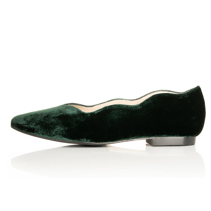 Vivienne Wide Width Ballet Flats - Green Velvet