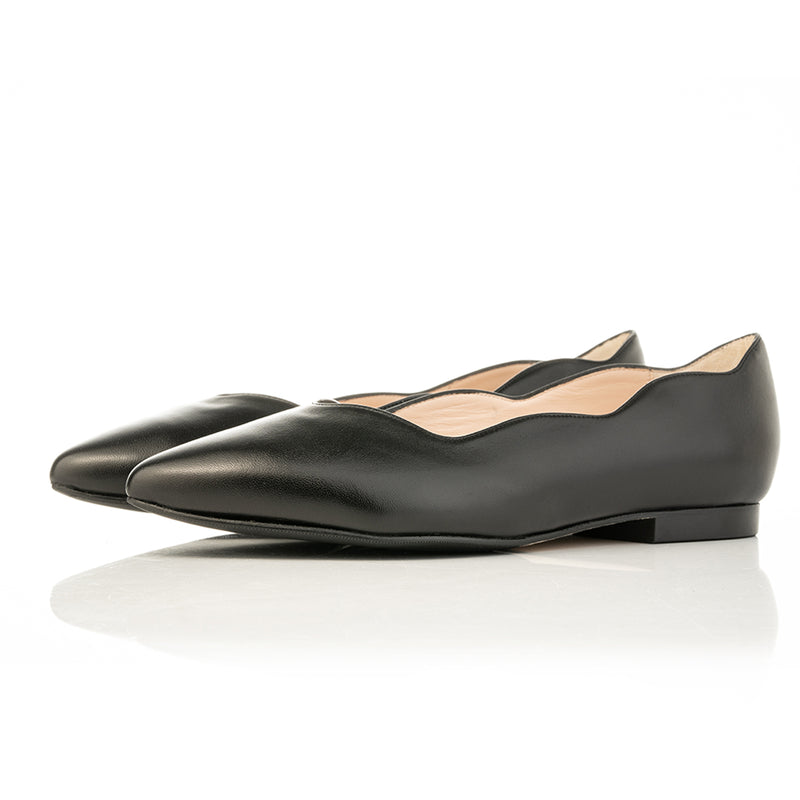 Vivienne Wide Width Ballet Flats - Black Leather