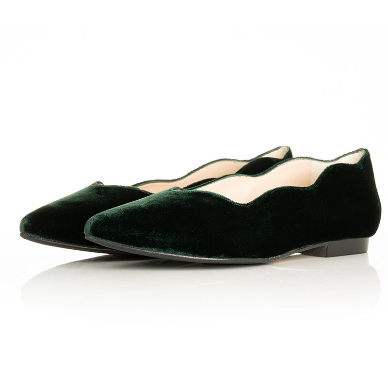 Vivienne Wide Width Ballet Flats - Green Velvet