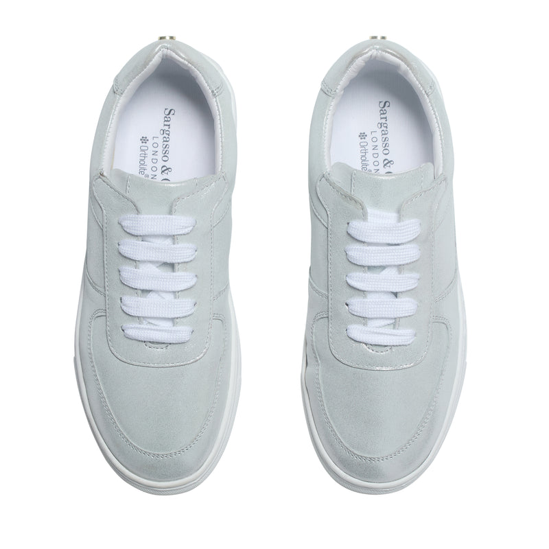 Emma Wide Width Sneakers - Silver Leather