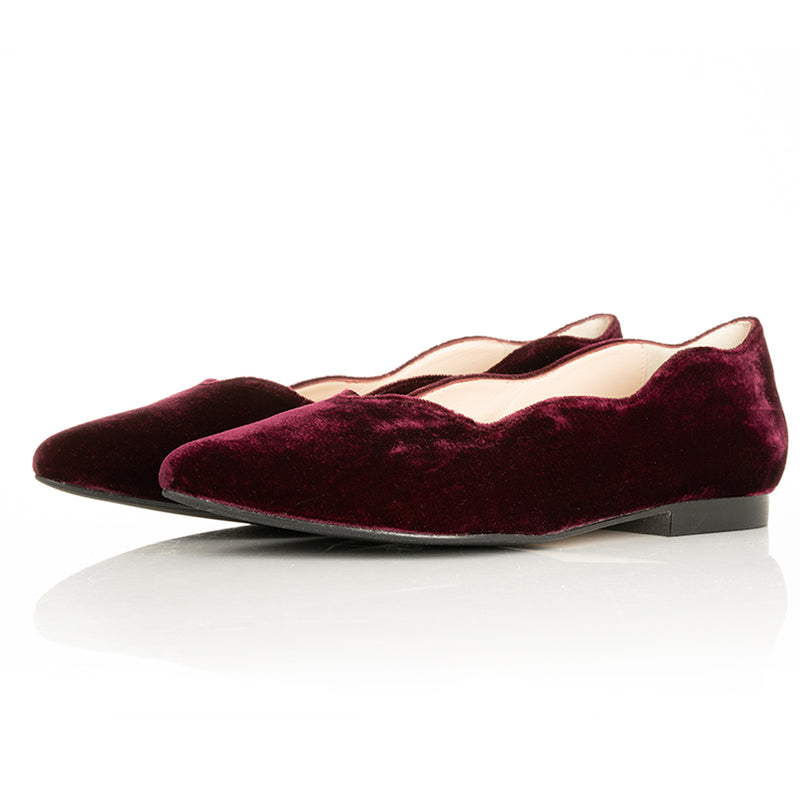 Vivienne Wide Width Ballet Flats - Burgundy Velvet