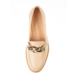 Wide Width Loafers  -  Beige Leather