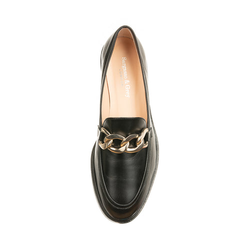 Wide Width Loafers  -  Black Leather