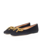 Kelly Wide Width Ballet Flats - Navy Suede