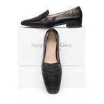 Juliet Wide Width Loafers  -  Black Crinkle Leather