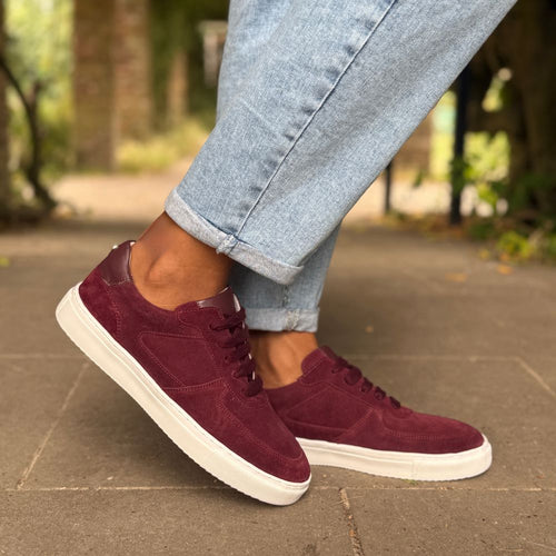 Emma Wide Width Sneakers - Burgundy Suede