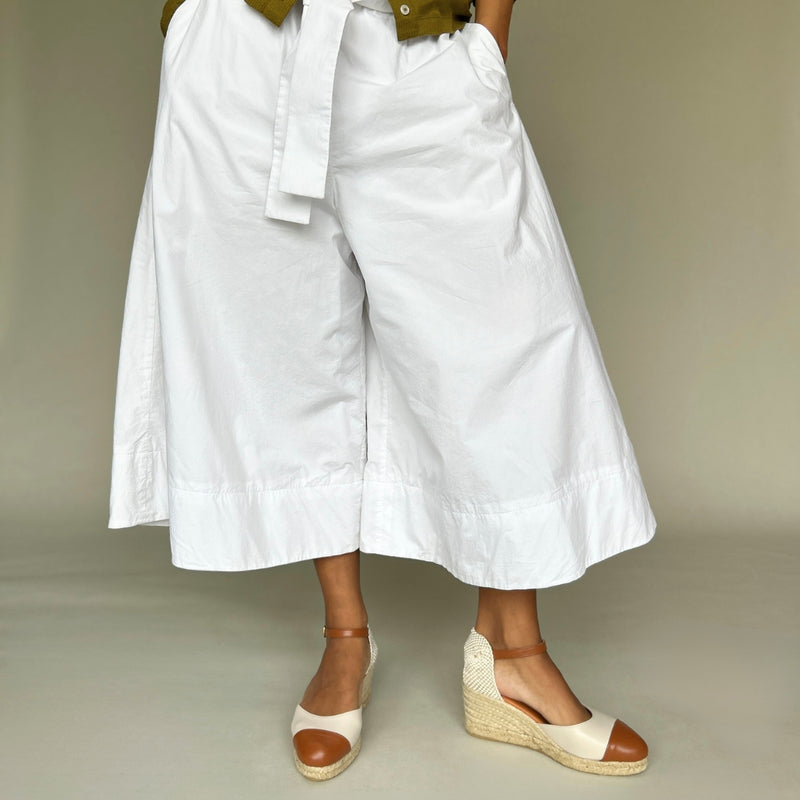 Emily - Wide WIdth Wedge Espadrilles - Bone and Tan Leather