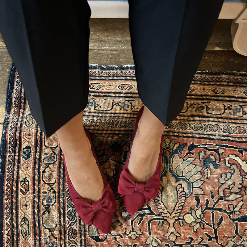 Dionne Wide Width Flats - Burgundy Suede