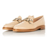 Wide Width Loafers  -  Beige Leather