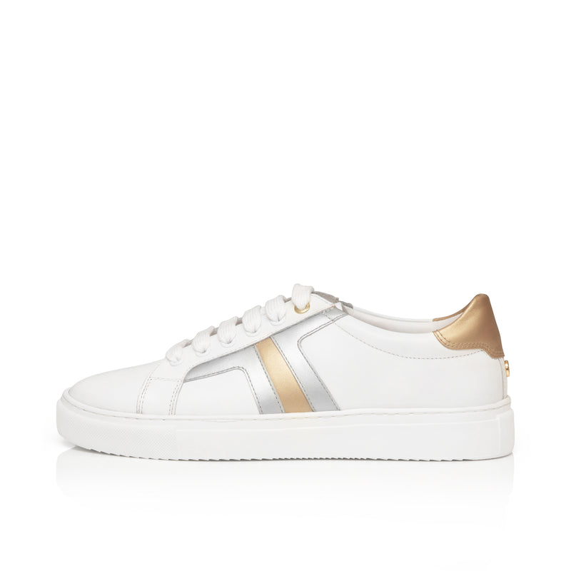 Extra Wide Width Sneakers - Gold & Silver Leather