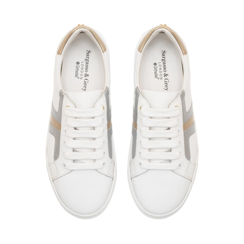 Extra Wide Width Sneakers - Gold & Silver Leather