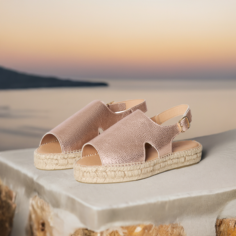 Bonnie - Extra Wide Width Espadrille - Rose Gold Metallic Leather