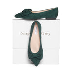 Dionne Wide Width Flats - Green Suede