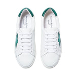 Ezi Wide Width Sneakers - White Leather with Green Star