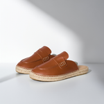 Esme Wide Width Loafer Sliders  -  Tan Leather