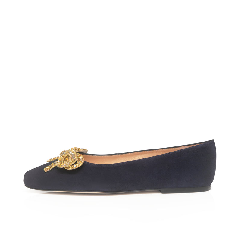 Kelly Wide Width Ballet Flats - Navy Suede