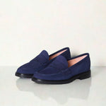 Wide Width Loafers  -  Navy Suede
