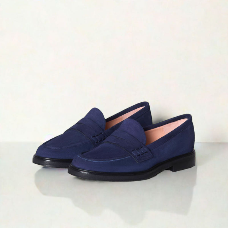 Wide Width Loafers  -  Navy Suede