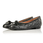 Alice Wide Width Ballet Flats - Black Quilted Leather - Angled perspective