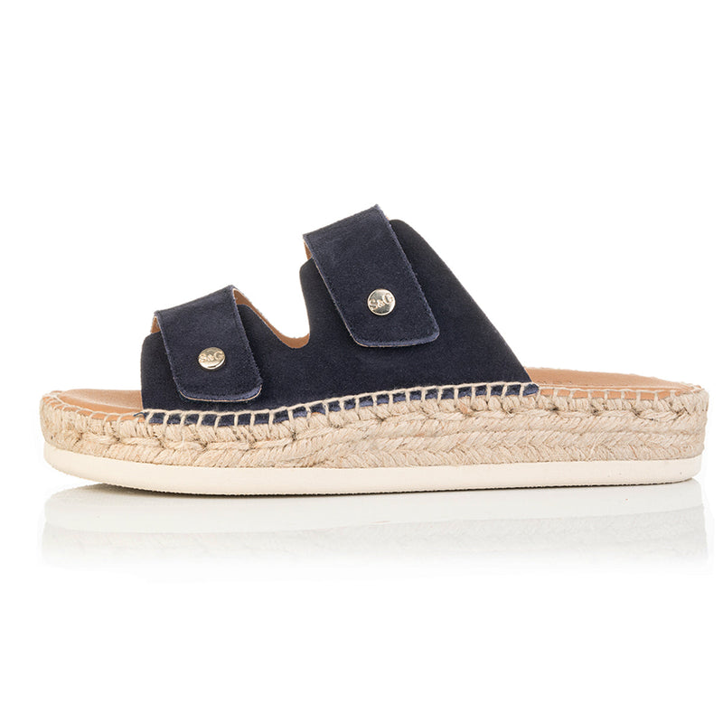 Candy - Wide Width Espadrille - Navy Suede - Side