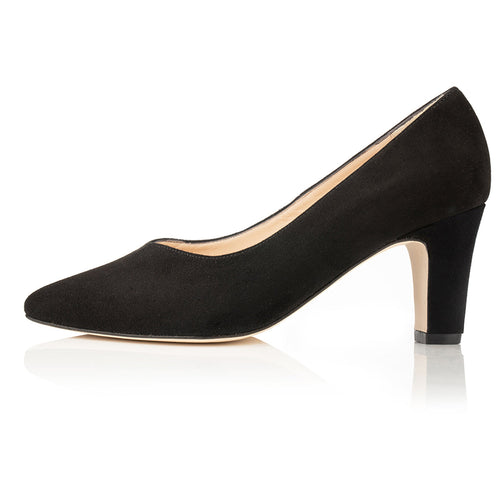Helena Wide width Court Shoe – Black Suede - Side
