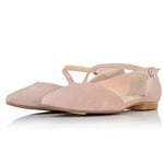 Indy Wide Width Flats - Rose Pink Suede - Angled perspective