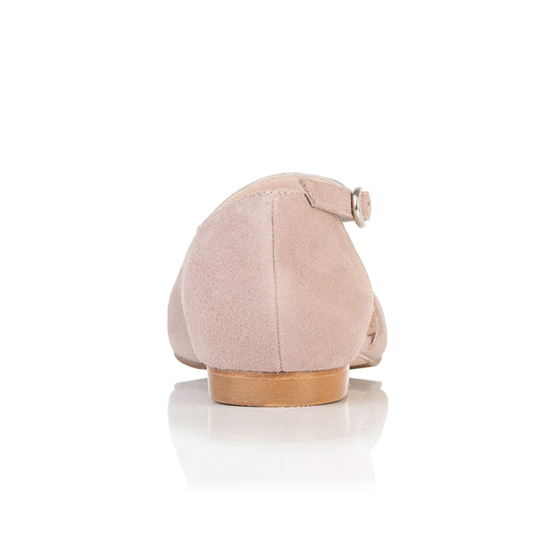 Indy Wide Width Flats - Rose Pink Suede - Back