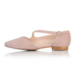 Indy Wide Width Flats - Rose Pink Suede - side