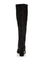 Lydia Wide Width Knee High Boots - Black Suede - Back