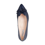 Laura Wide Width Ballet Flats With Bow - Navy Leather - Top