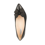 Laura Wide Width Ballet Flats With Bow - Black Leather - Top