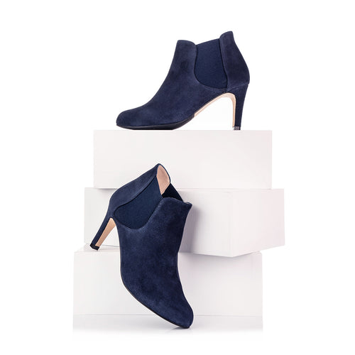 Lily Wide Width Boots - Navy Suede - With boxes