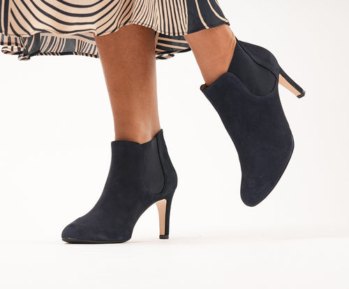 Lily Wide Width Boots - Navy Suede
