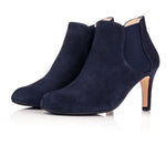 Lily Wide Width Boots - Navy Suede - Angled perspective