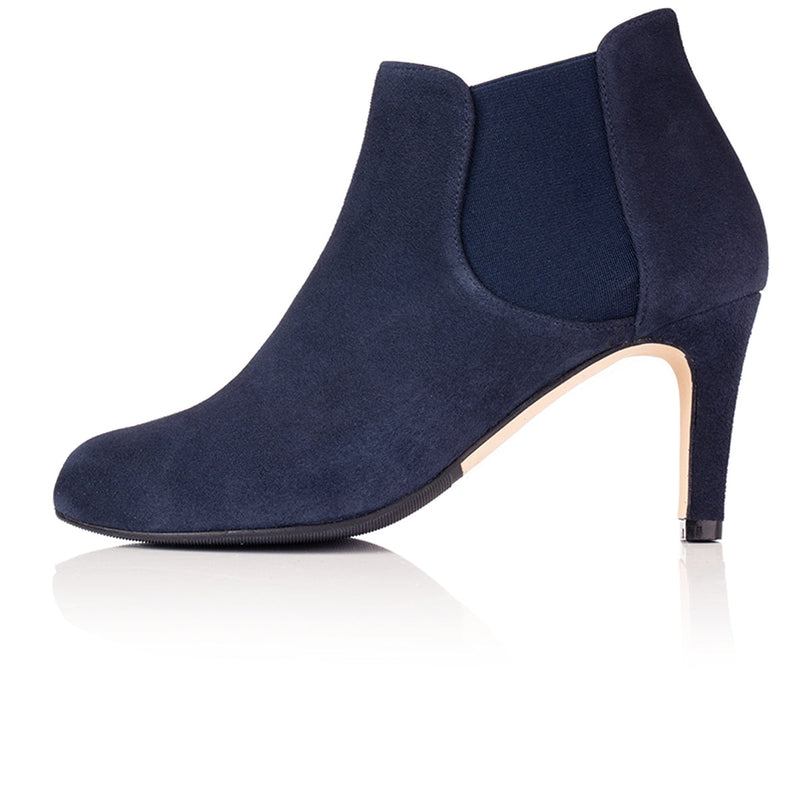 Lily Wide Width Boots - Navy Suede - Side