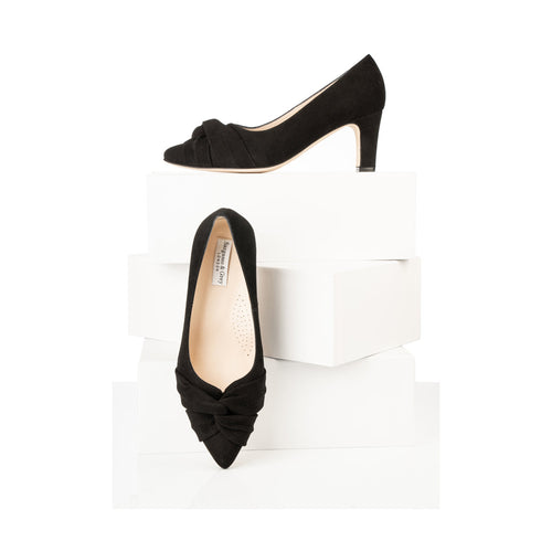 Lola Wide Width Court Shoe – Black Suede - With boxes