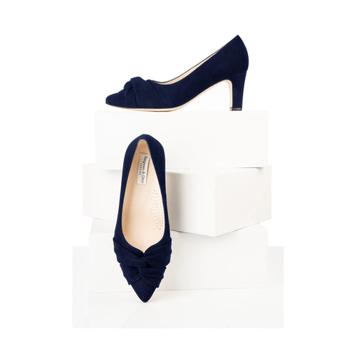 Lola Wide Width Court Shoe – Navy Suede - With boxes