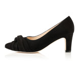 Lola Wide Width Court Shoe – Black Suede - Side