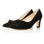 Lola Wide Width Court Shoe – Black Suede - Angled perspective