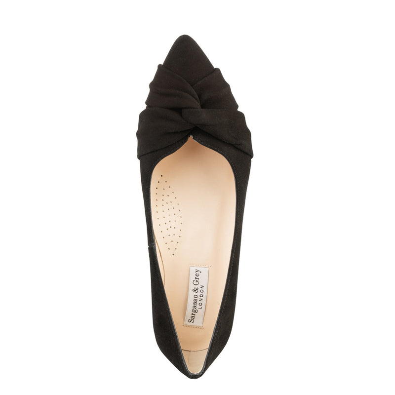 Lola Wide Width Court Shoe – Black Suede - Top