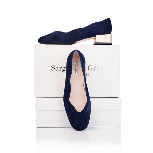 Olivia Wide Width Pumps – Navy Suede - With box