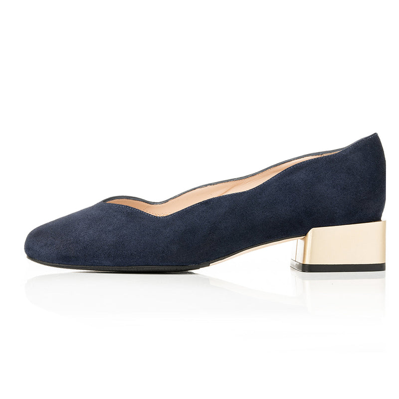 Olivia Wide Width Pumps – Navy Suede - Side