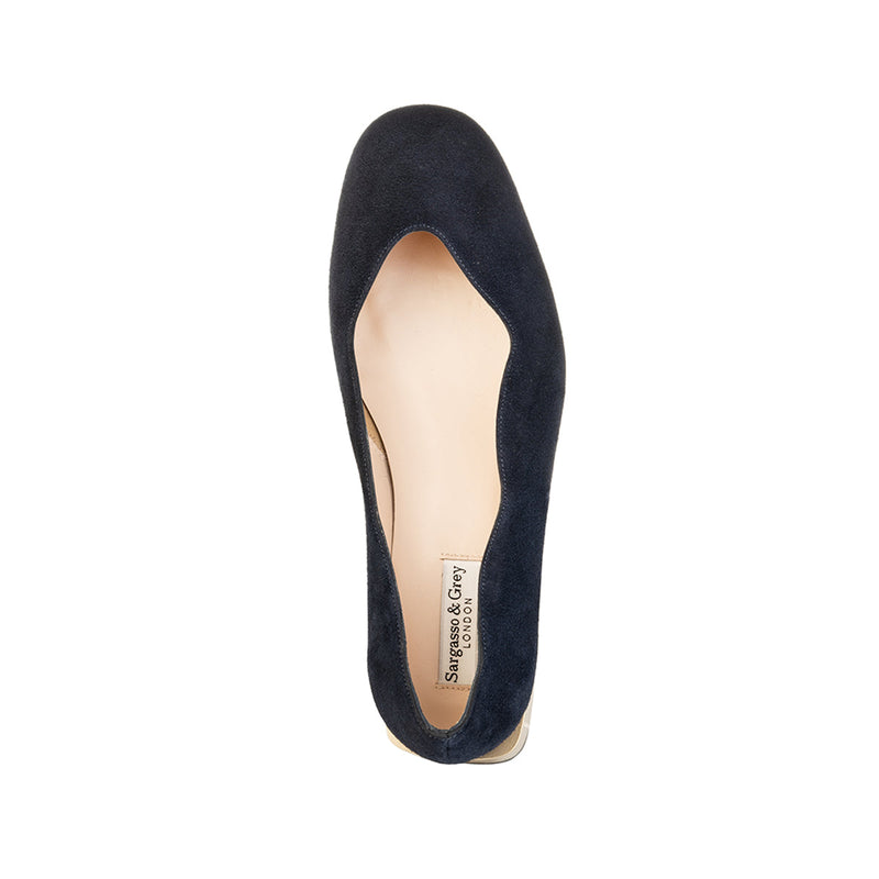 Olivia Wide Width Pumps – Navy Suede - Top