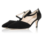Penelope Wide Width Shoes - Black Suede - Angled perspective