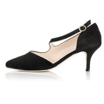 Penelope Wide Width Shoes - Black Suede - Side