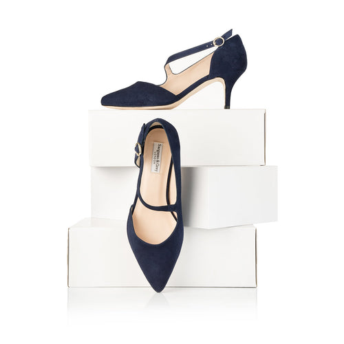 Penelope Wide Width Shoes - Navy Suede - With boxes