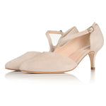 Penelope Wide Width Shoes - Sand Suede - angled perspective